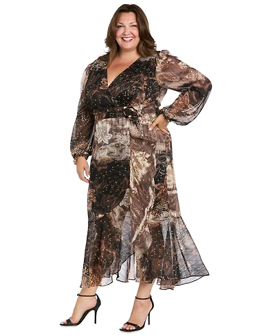 R & M Richards Plus Belted Maxi Dress