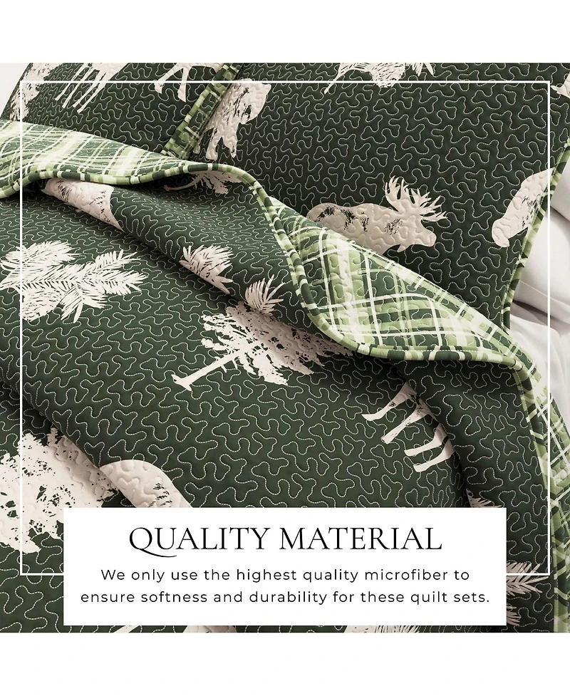Linery & Co. Deer & Trees Microfiber Quilt Set with Shams