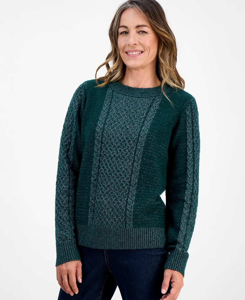 Style & Co Petite Shine Cable-Knit Sweater, Macy's Exclusive