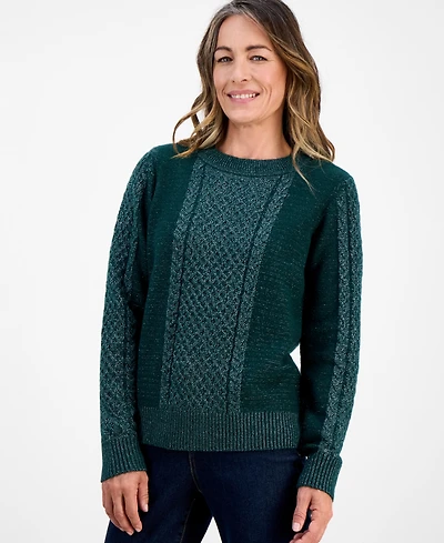 Style & Co Petite Shine Cable-Knit Sweater, Macy's Exclusive