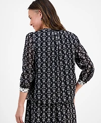 Style & Co Petite Damask Shine Pintucked Top, Macy's Exclusive