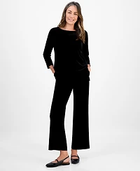 Style & Co Petite Velvet Boat-Neck Top, Macy's Exclusive