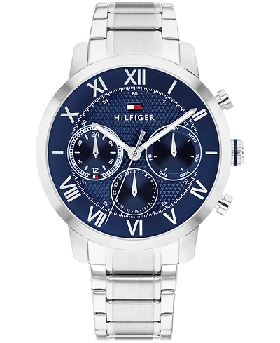 Tommy Hilfiger Men's Multifunction Silver Tone Stainless Steel Bracelet Watch, 42mm