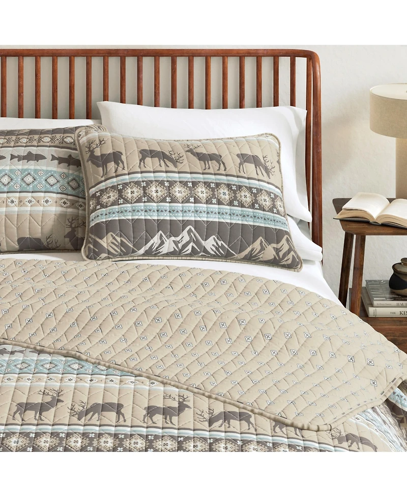Linery & Co. Wildlife Stripe Microfiber Quilt Set With Shams