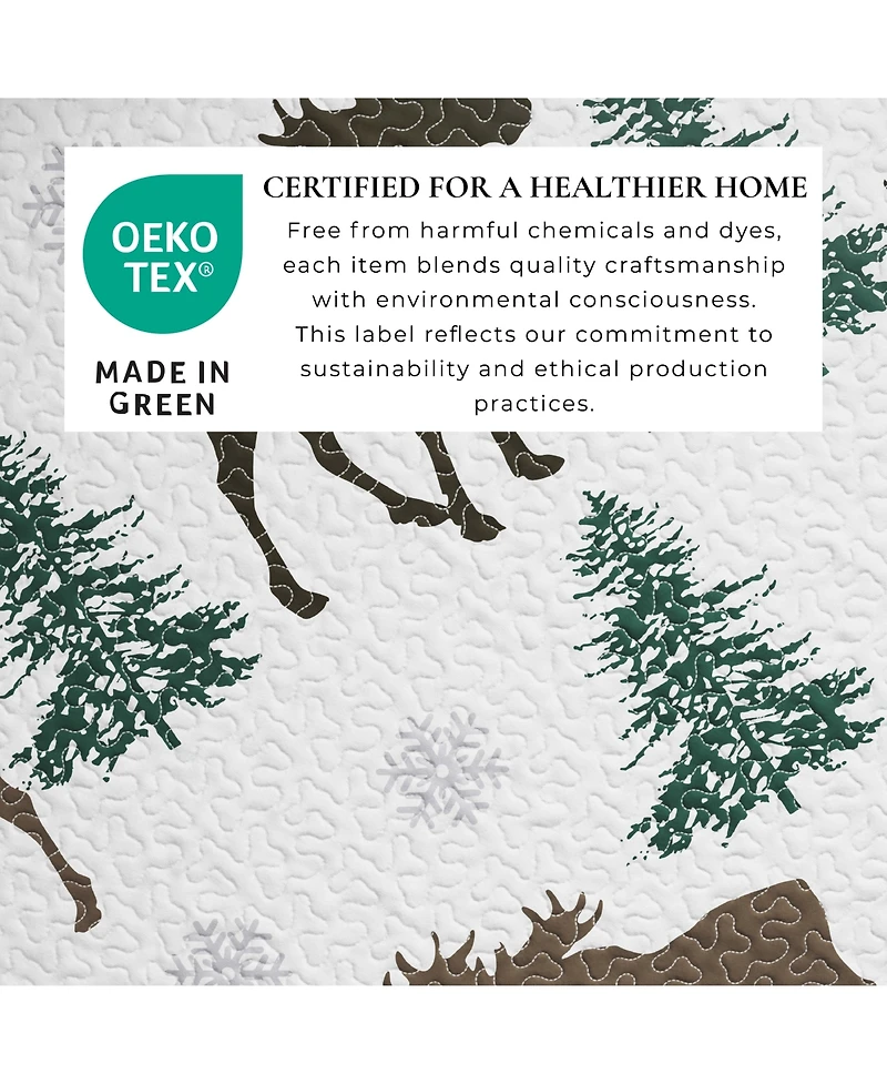 Linery & Co. Moose Evergreens Microfiber Quilt Set With Shams