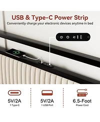 Hausource Full Size Velvet Upholstered Bed Frame with Led Headboard, 2 Drawers, Charging Station