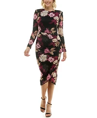 Taylor Women's Floral Mesh Bodycon Midi Dress