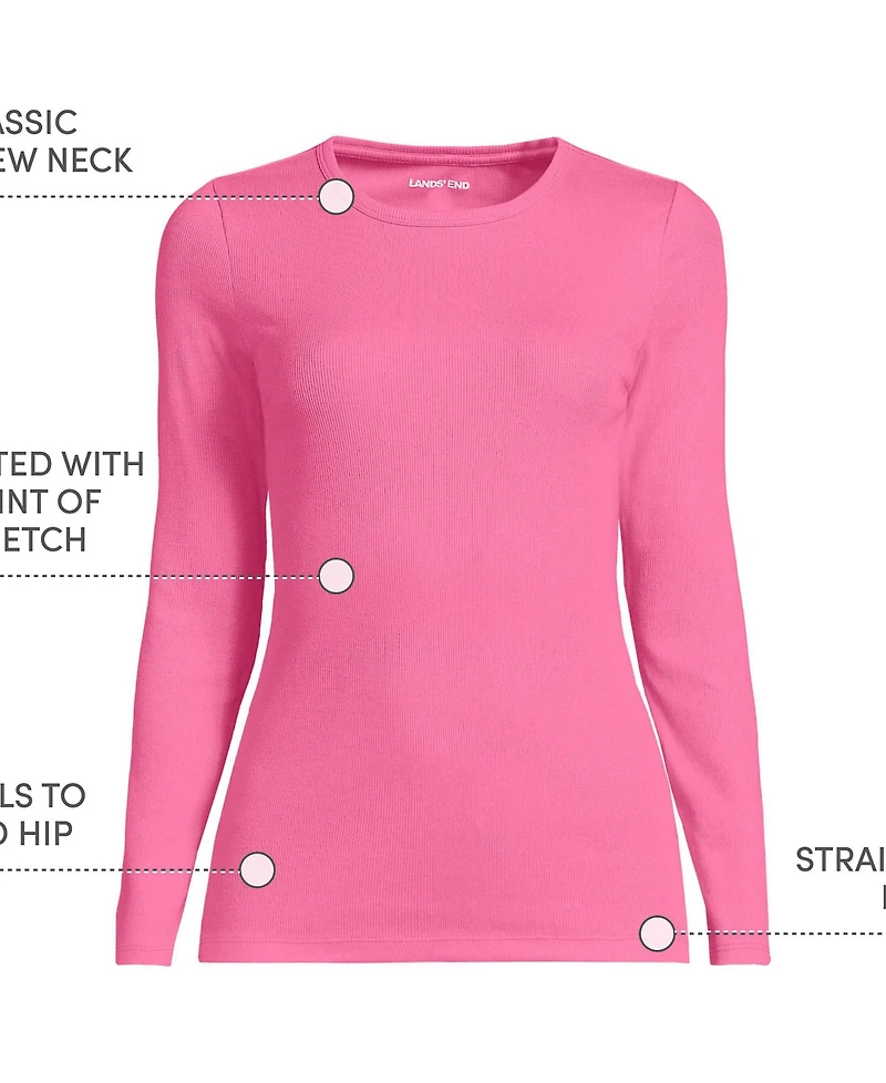 Lands' End Plus Long Sleeve Micro Rib T-Shirt
