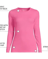 Lands' End Plus Long Sleeve Micro Rib T-Shirt