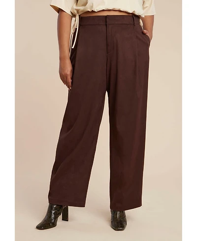 Eloquii Women's Plus Faux Suede Wide Leg Pant