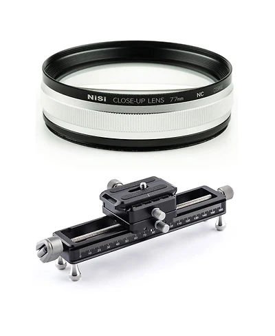 NiSi Close Up Lens Kit Nc 77mm with 67 & 72mm Adapters with NiSi Nm-180 Macro Focusing Rail with 360 Degree Rotating Clamp