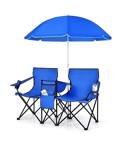 Sugif 2-Person Camping Chair with Adjustable Canopy and Cooler