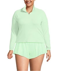 Lands' End Plus SunShade Upf 50 Long Sleeve Quarter Zip Rash Guard