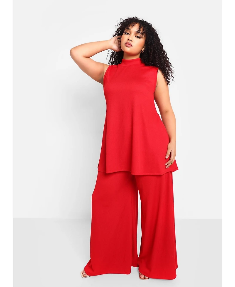 Rebdolls Plus Ribbed Wide Leg Pants W. Pockets