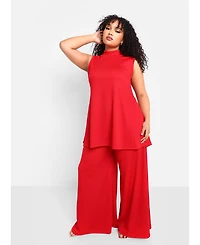 Rebdolls Plus Ribbed Wide Leg Pants W. Pockets