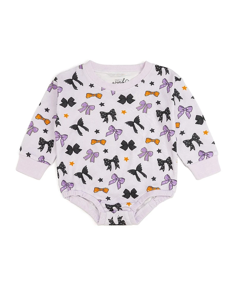 Sweet Wink Baby Girl Spooky Bows Halloween Long Sleeve Romper