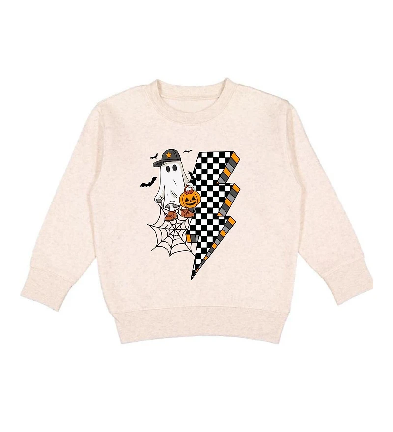 Sweet Wink Little and Big Boys Checker Ghost Halloween Sweatshirt