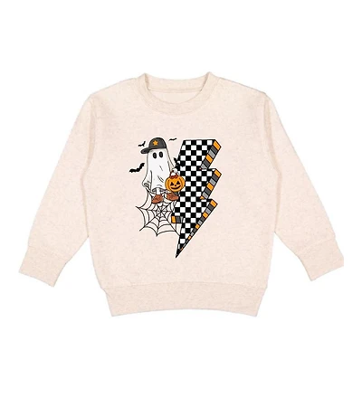 Sweet Wink Little and Big Boys Checker Ghost Halloween Sweatshirt