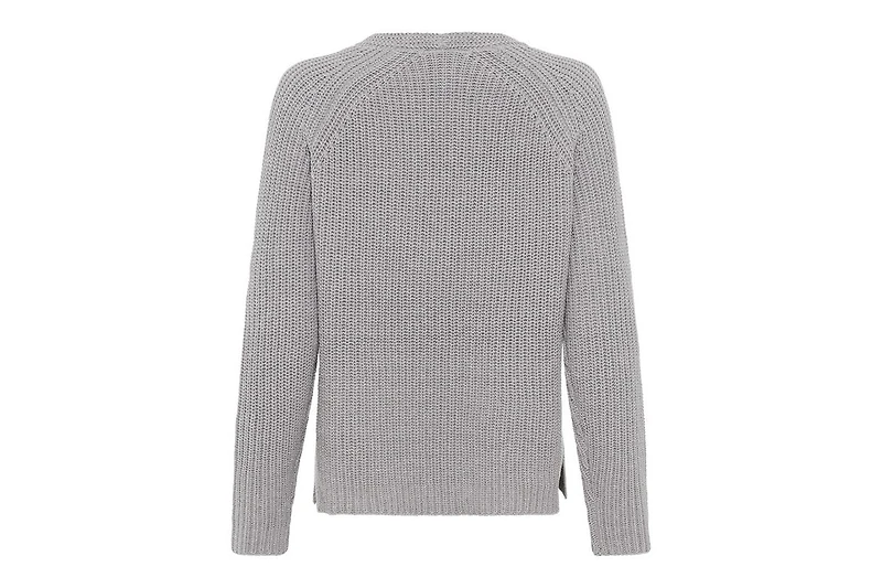 Olsen Women's V-Neck Sweater with Silver Foil Embellishment