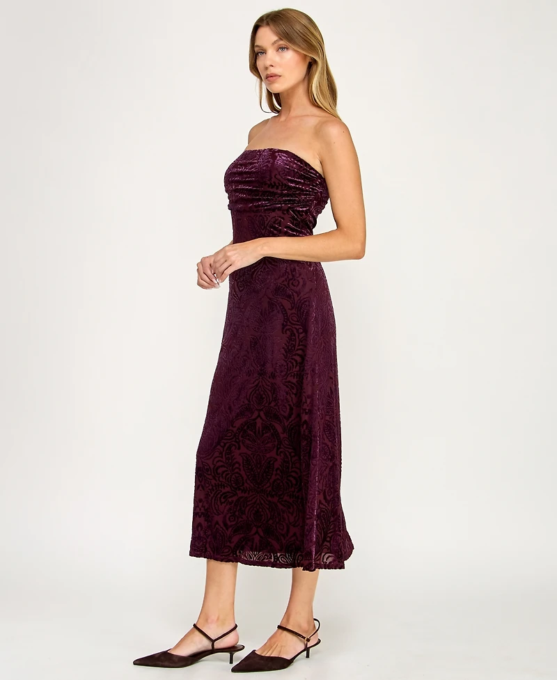 Trixxi Juniors' Burnout Velvet Sleeveless Scarf Midi Dress