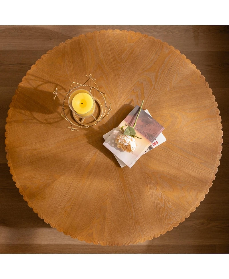 Streamdale 35.4 "Round Retro Coffee Table, Coffee Table Suitable For Coffee and Home Decor, Natural