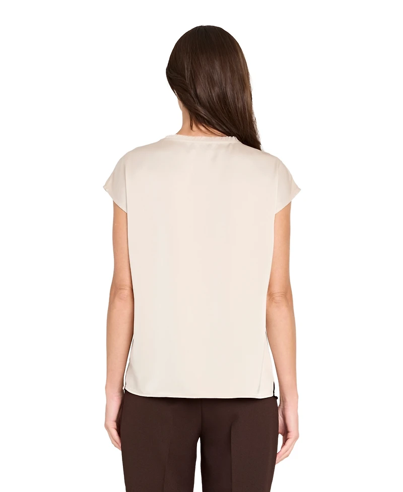 Tahari Asl Women's Fringe Crewneck Top