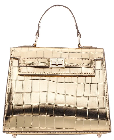 Nina Mini Croco Embossed Magnetic Snap Satchel Bag