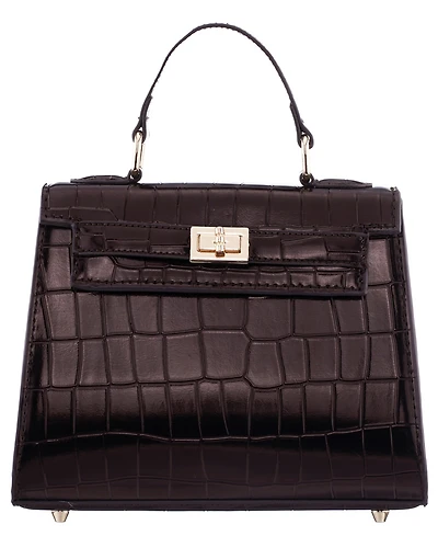 Nina Mini Croco Embossed Magnetic Snap Satchel Bag