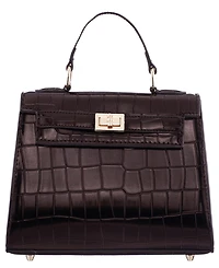 Nina Mini Croco Embossed Magnetic Snap Satchel Bag
