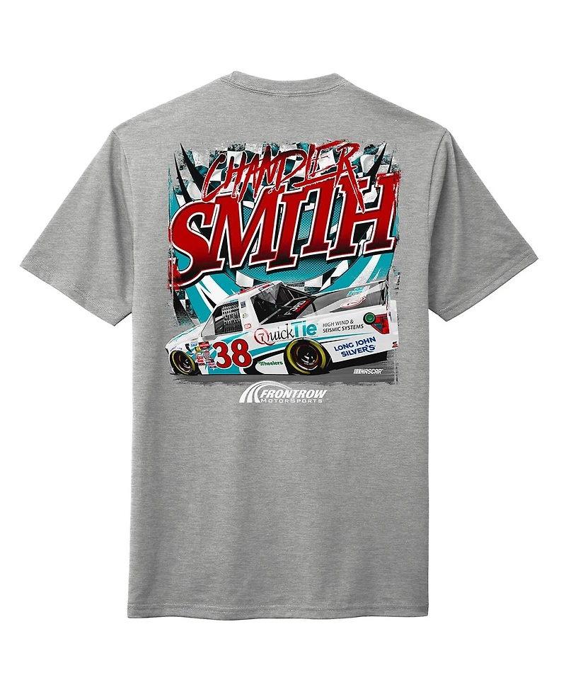 Front Row Men's Heather Gray Chandler Smith Quick Tie Car T-Shirt