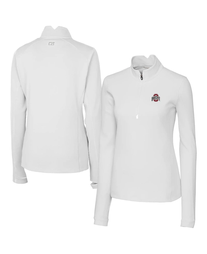 Cutter & Buck Women's White Ohio State Buckeyes Traverse Half-Zip Pullover Jacket