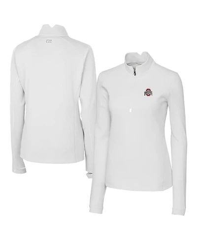 Cutter & Buck Women's White Ohio State Buckeyes Traverse Half-Zip Pullover Jacket