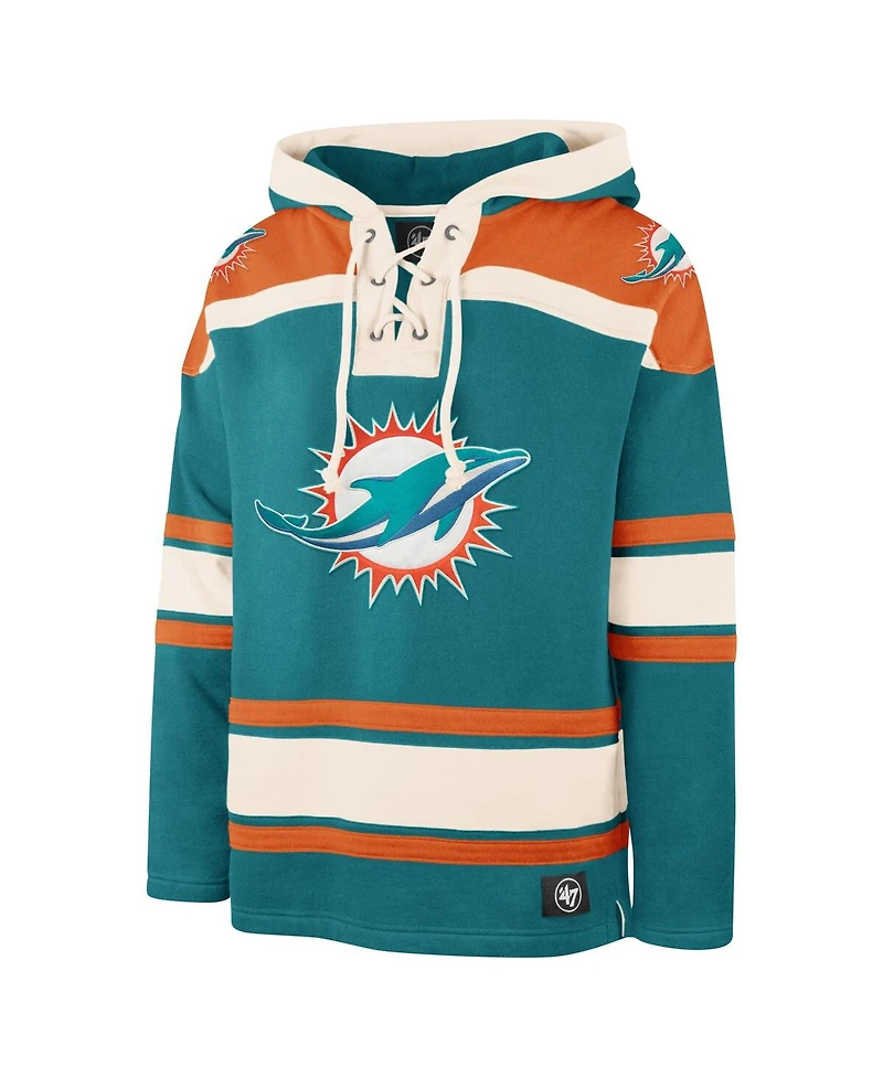 '47 Brand Men's Aqua Miami Dolphins Superior Lacer Pullover Hoodie