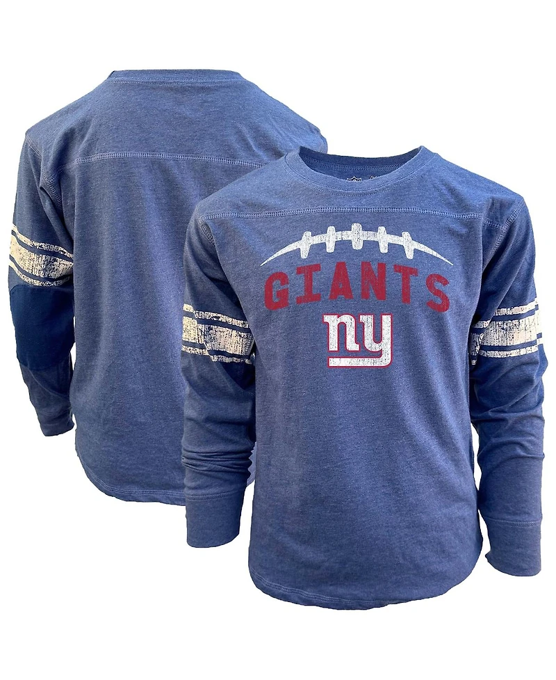 Wes & Willy Big Boys and Girls Royal New York Giants Football Long Sleeve T-Shirt