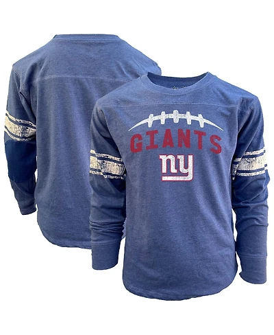 Wes & Willy Big Boys and Girls Royal New York Giants Football Long Sleeve T-Shirt