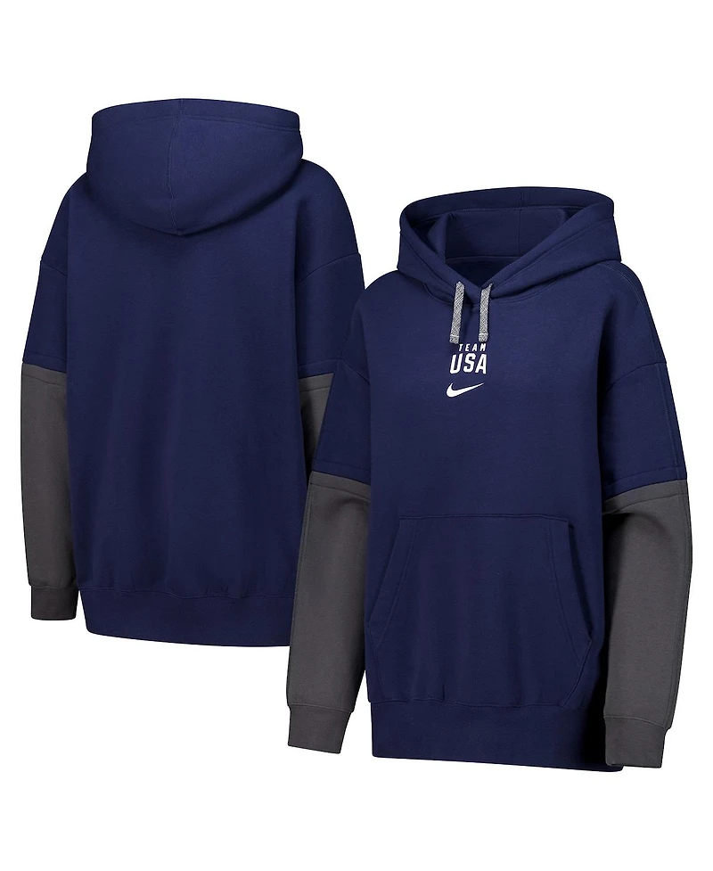 Nike Women's Navy Color Block Essential Pullover Hoodie