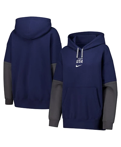 Nike Women's Navy Color Block Essential Pullover Hoodie