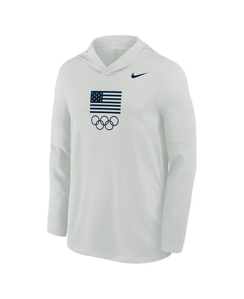 Nike Men's Gray Lightweight Dri-fit Long Sleeve Hoodie T-Shirt