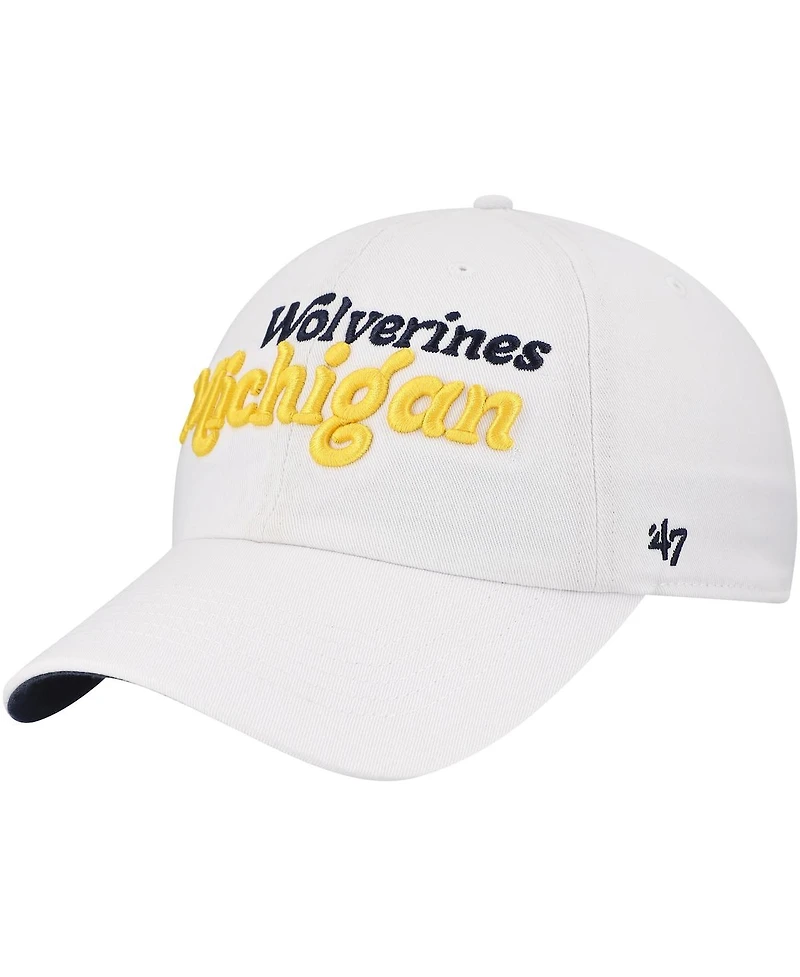 '47 Brand Women's White Michigan Wolverines Pensacola Clean Up Adjustable Hat