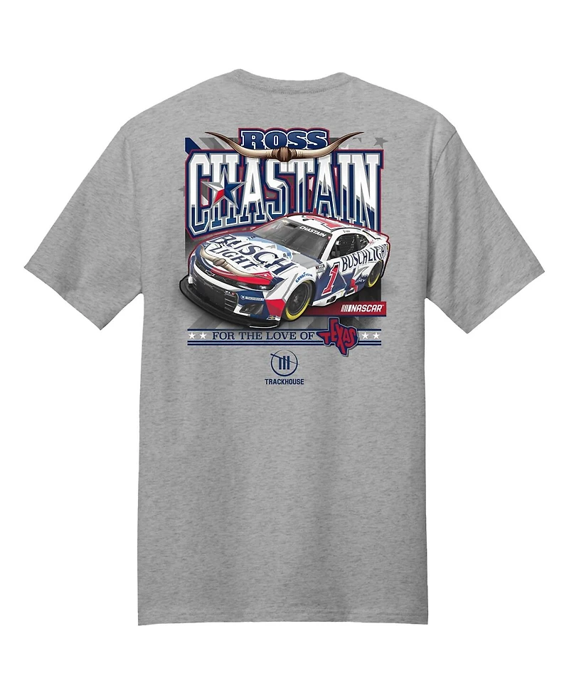 Trackhouse Racing Team Collection Men's Heather Gray Ross Chastain Busch Light Car T-Shirt