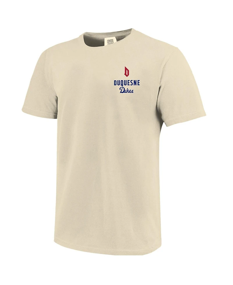 Image One Men's Cream Duquesne Dukes Comfort Colors Mascot Overlay T-Shirt