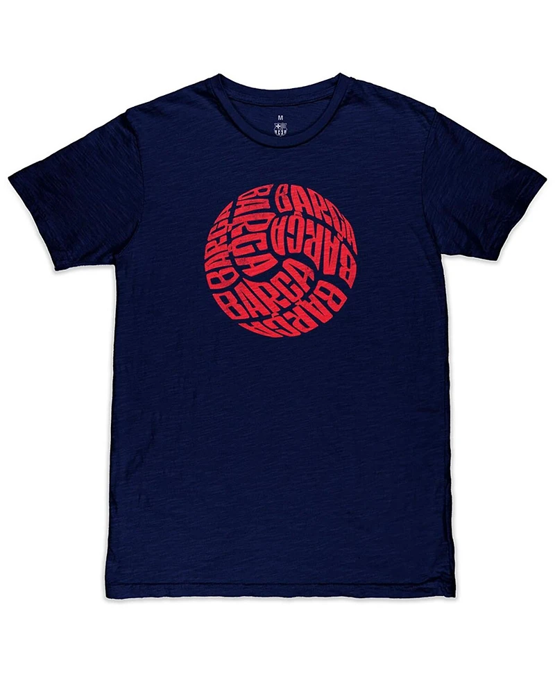 1863FC Men's Navy Barcelona Lettering Ball Slub T-Shirt