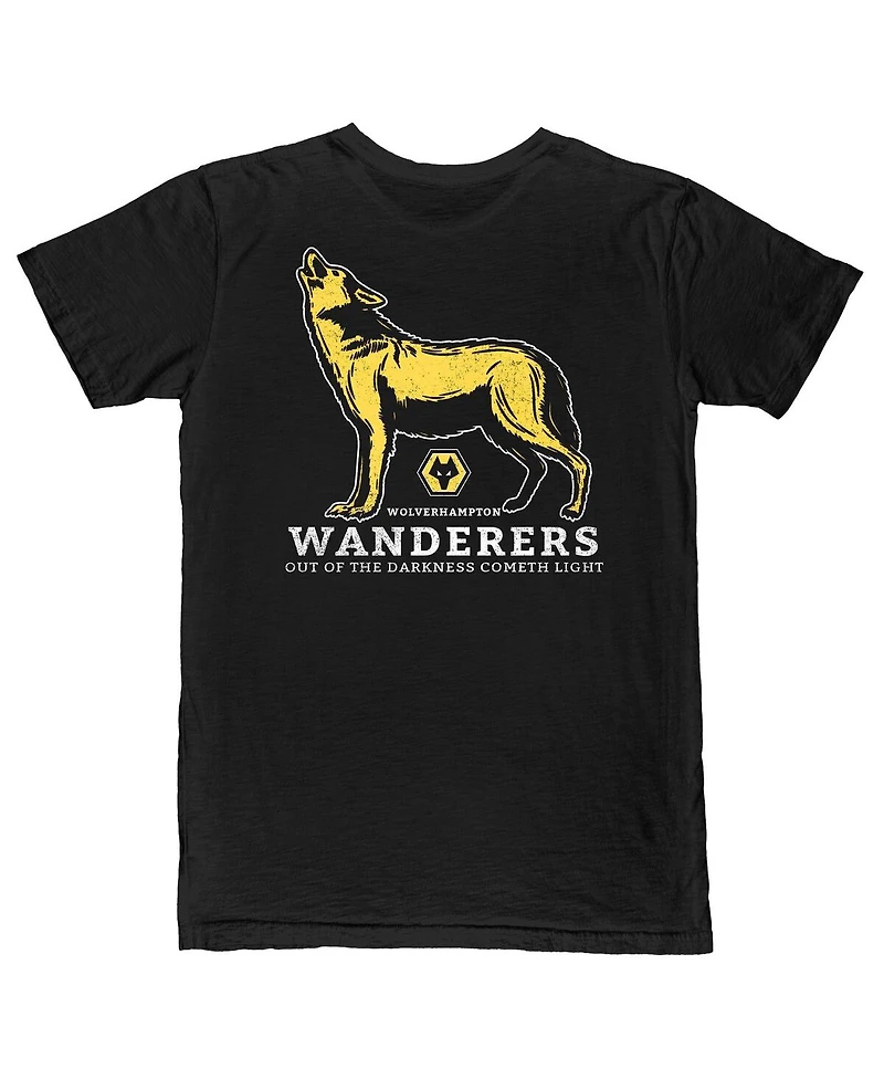 1863FC Men's Black Wolverhampton Wanderers Darkness Cometh Light Wolf Slub T-Shirt