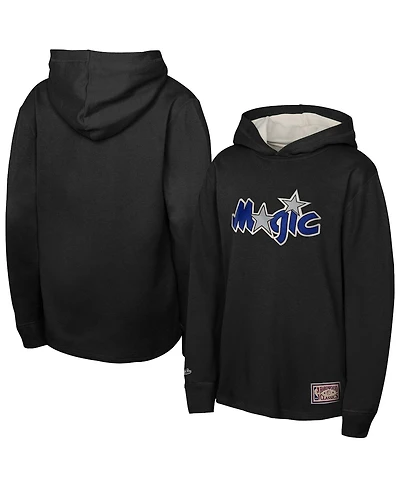 Mitchell & Ness Big Boys and Girls Black Orlando Magic Hardwood Classics Lightweight Thermal Long Sleeve Hoodie T-Shirt