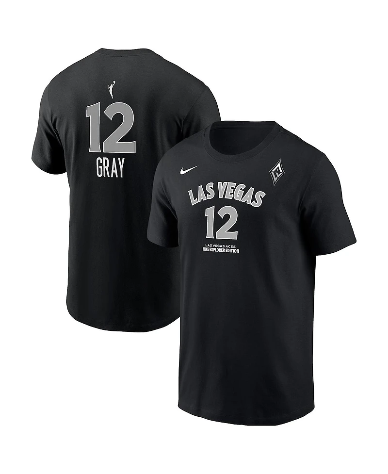 Nike Men's Chelsea Gray Black Las Vegas Aces Explorer Edition Name Number T-Shirt