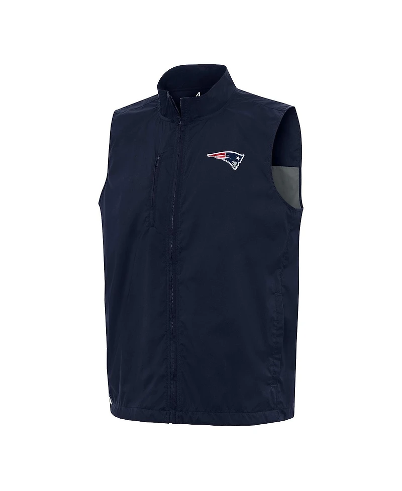 Antigua Men's Navy New England Patriots Brisk Full-Zip Vest