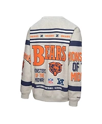 Mitchell & Ness Men's Heather Gray Chicago Bears All Over Print Fleece Crewneck Sweatshirt
