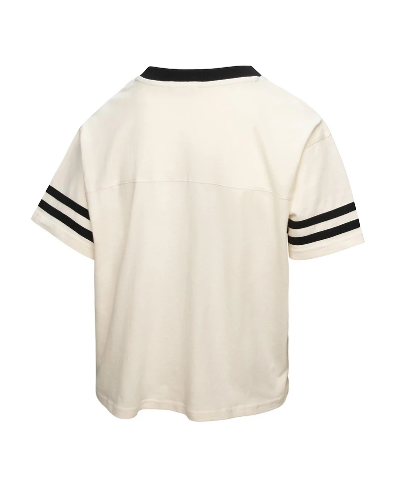 Mitchell & Ness Women's Cream Georgia Bulldogs Cropped Ringer T-Shirt