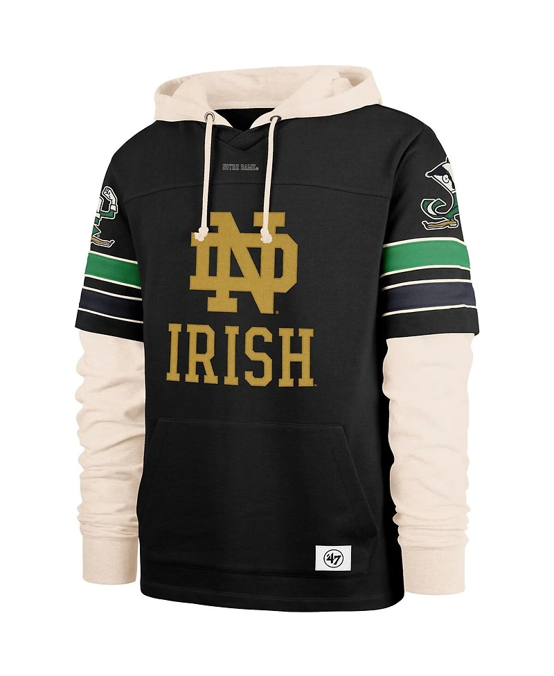 '47 Brand Men's Black Notre Dame Fighting Irish Split Zone Cornerback Lacer Pullover Hoodie