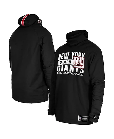 New Era Men's Black York Giants Functional Fandom Balaclava Helmet Stripe Tri-Blend Hoodie